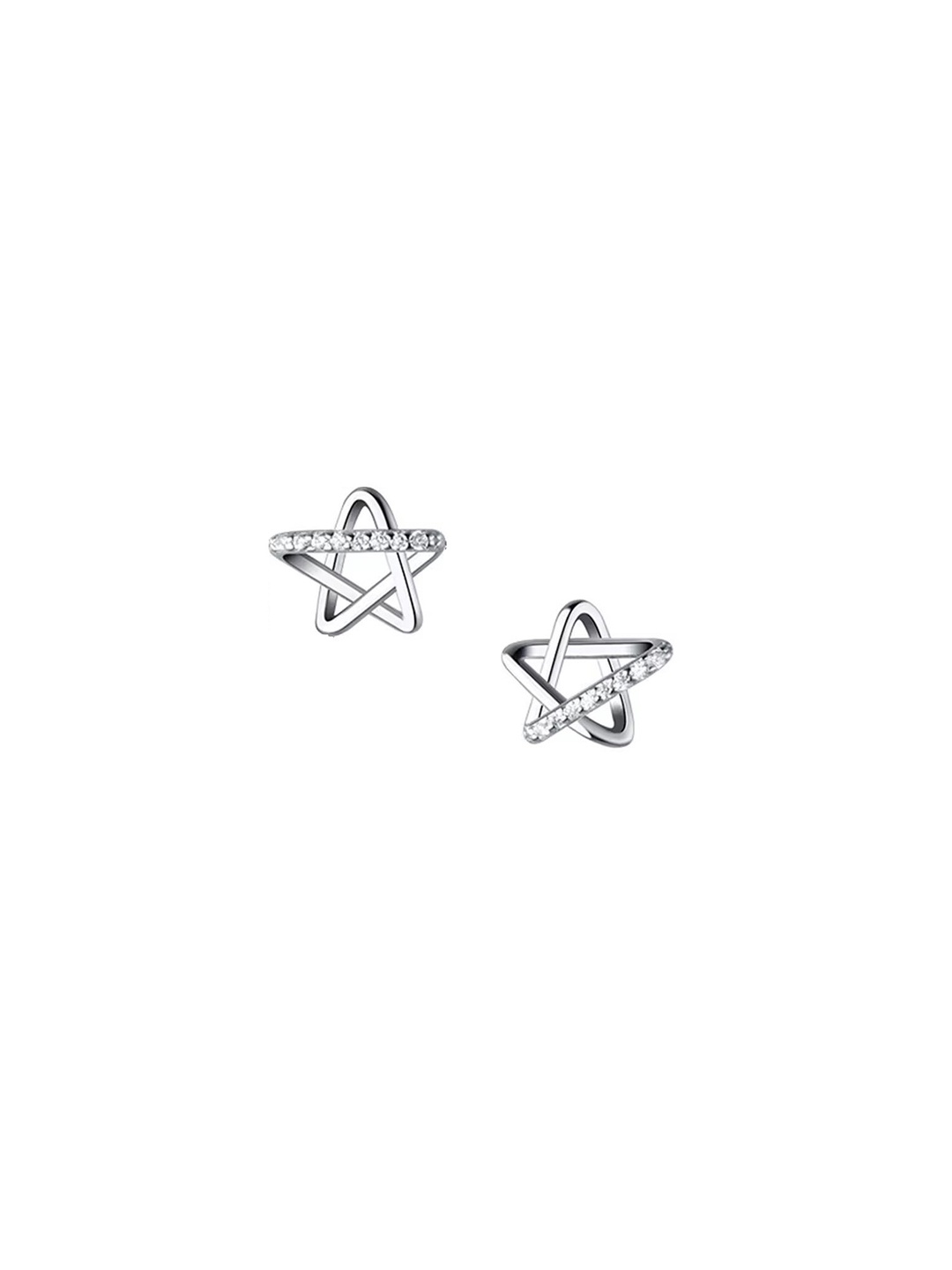 

TANLOOMS Korean Silver-Plated Artificial Stones Studded Star Shaped Studs