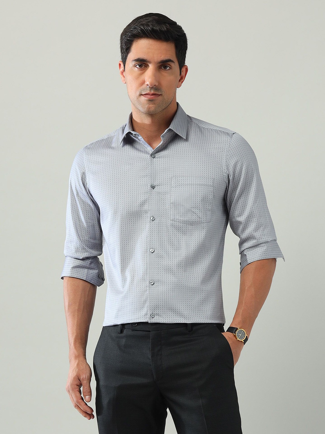 

Arrow Men Classic Fit Spread Collar Abstract Printed Cotton Casual Shirt, Grey