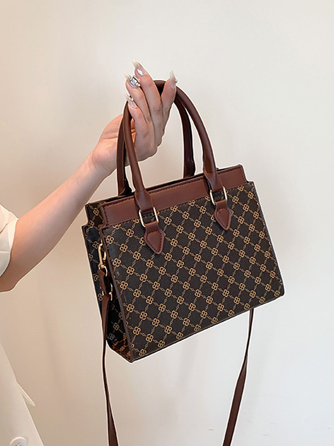 

LULU & SKY Embellished PU Bucket Hobo Bag, Coffee brown