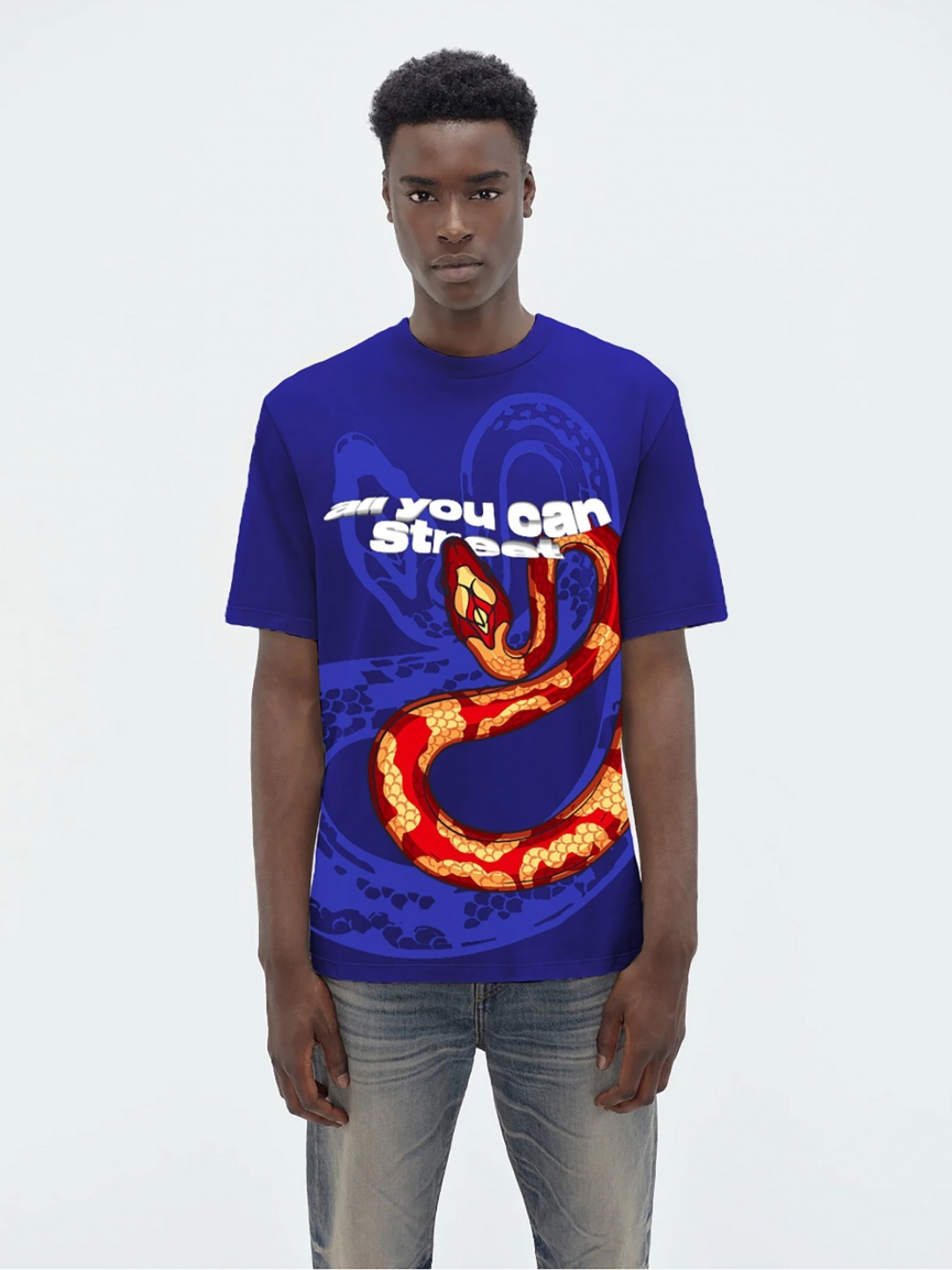 

AYCS Men Graphic Printed Round Neck Cotton Oversized T-shirt, Blue