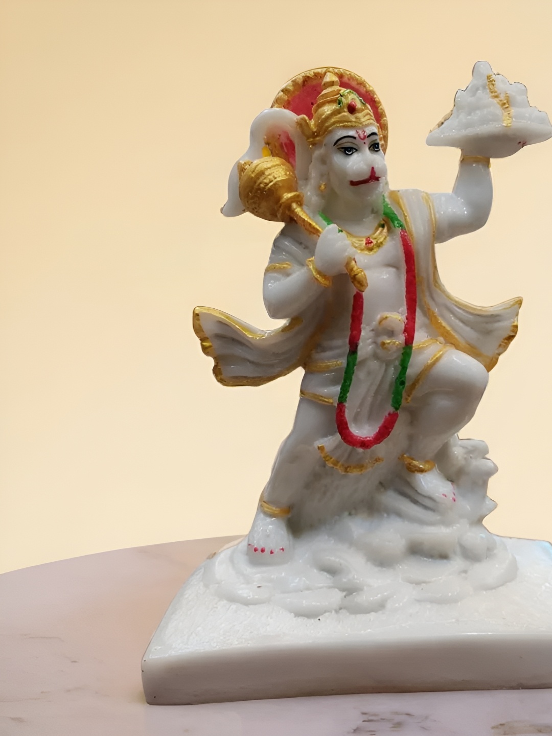 

Vrinban International White Lord Hanuman Religious Idol Marble Showpiece