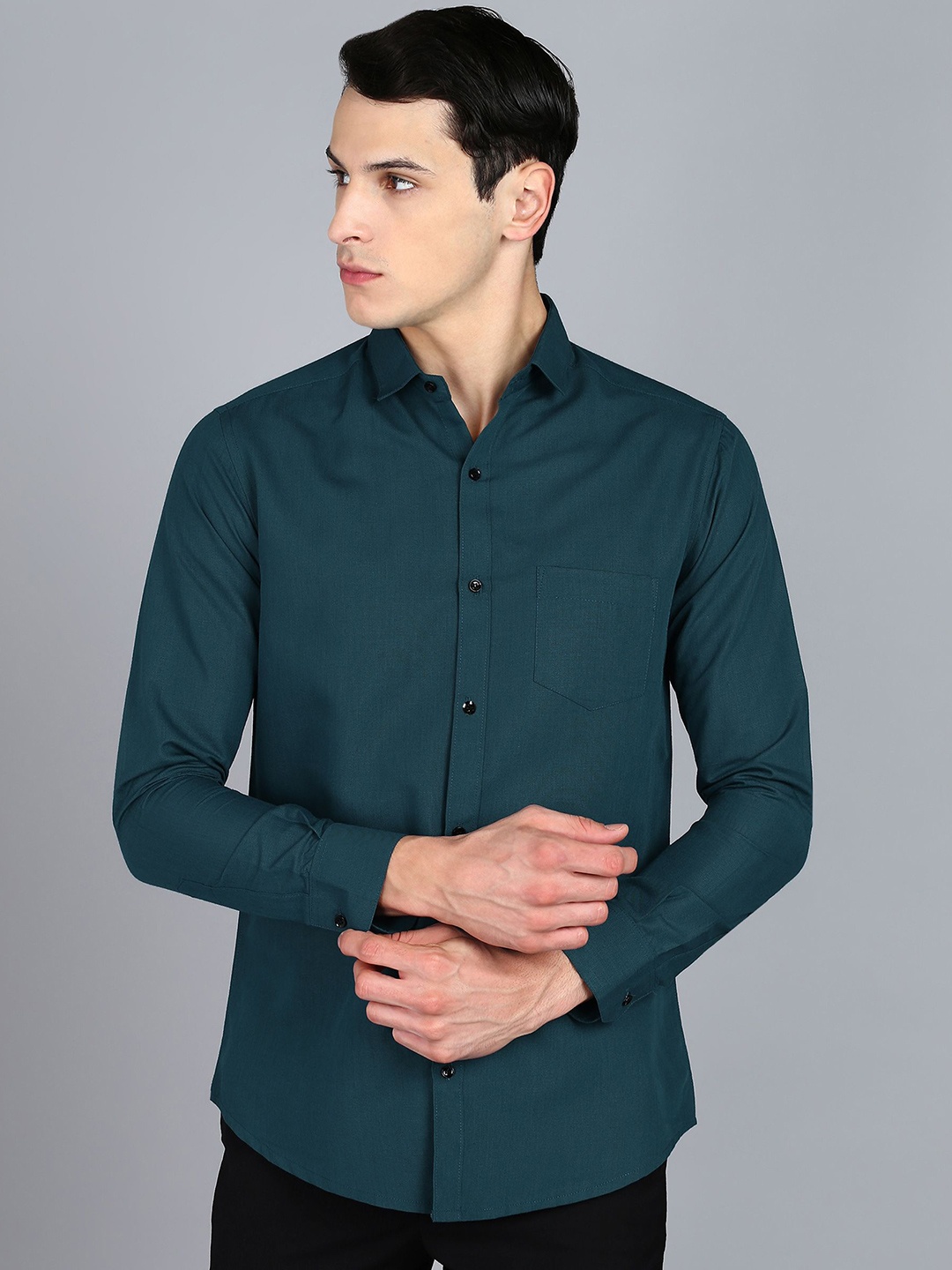 

Fibermill Men Slim Fit Opaque Casual Shirt, Teal