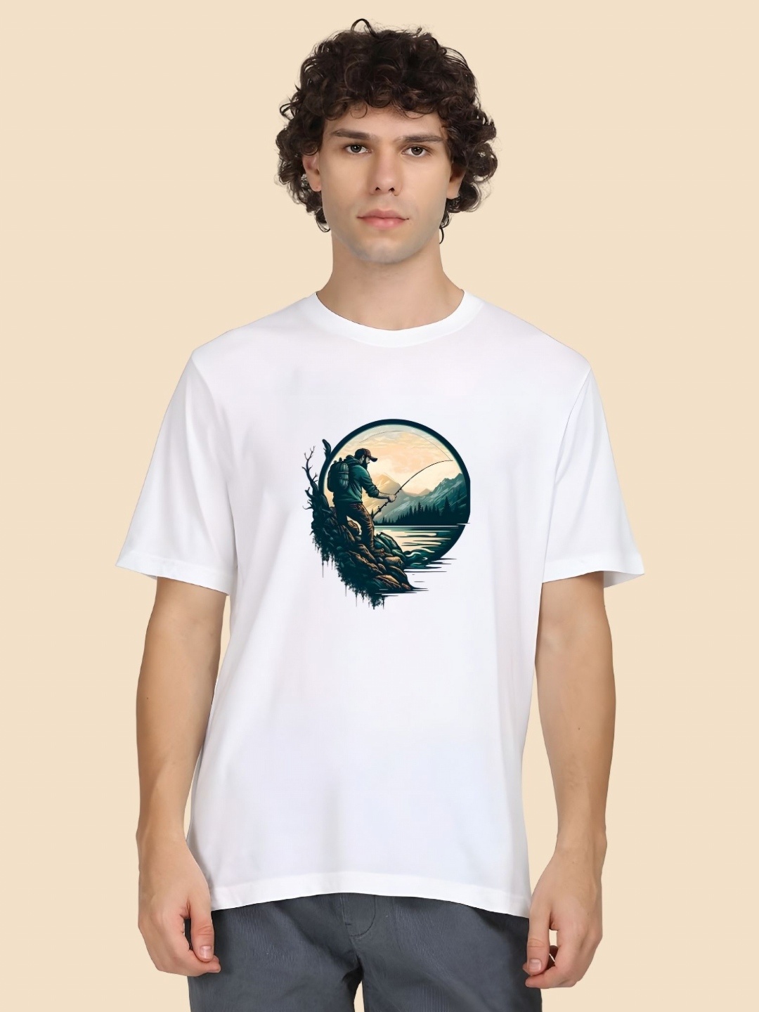 

SZN Men Graphic Printed Round Neck Cotton T-shirt, White