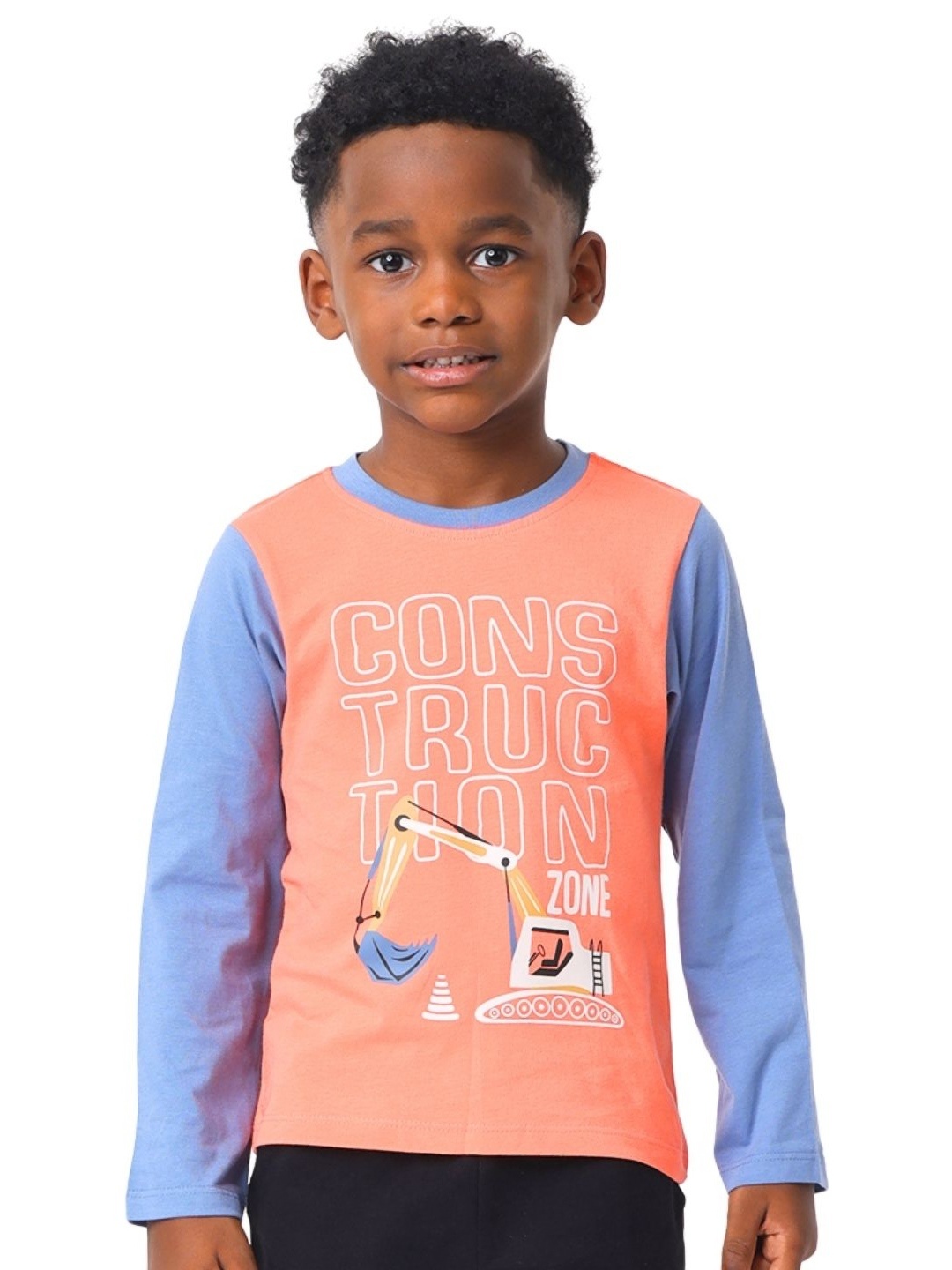 

Nuego Kids Boys Graphic Printed Bio Finish Round Neck Full Sleeve Cotton T-shirt, Peach