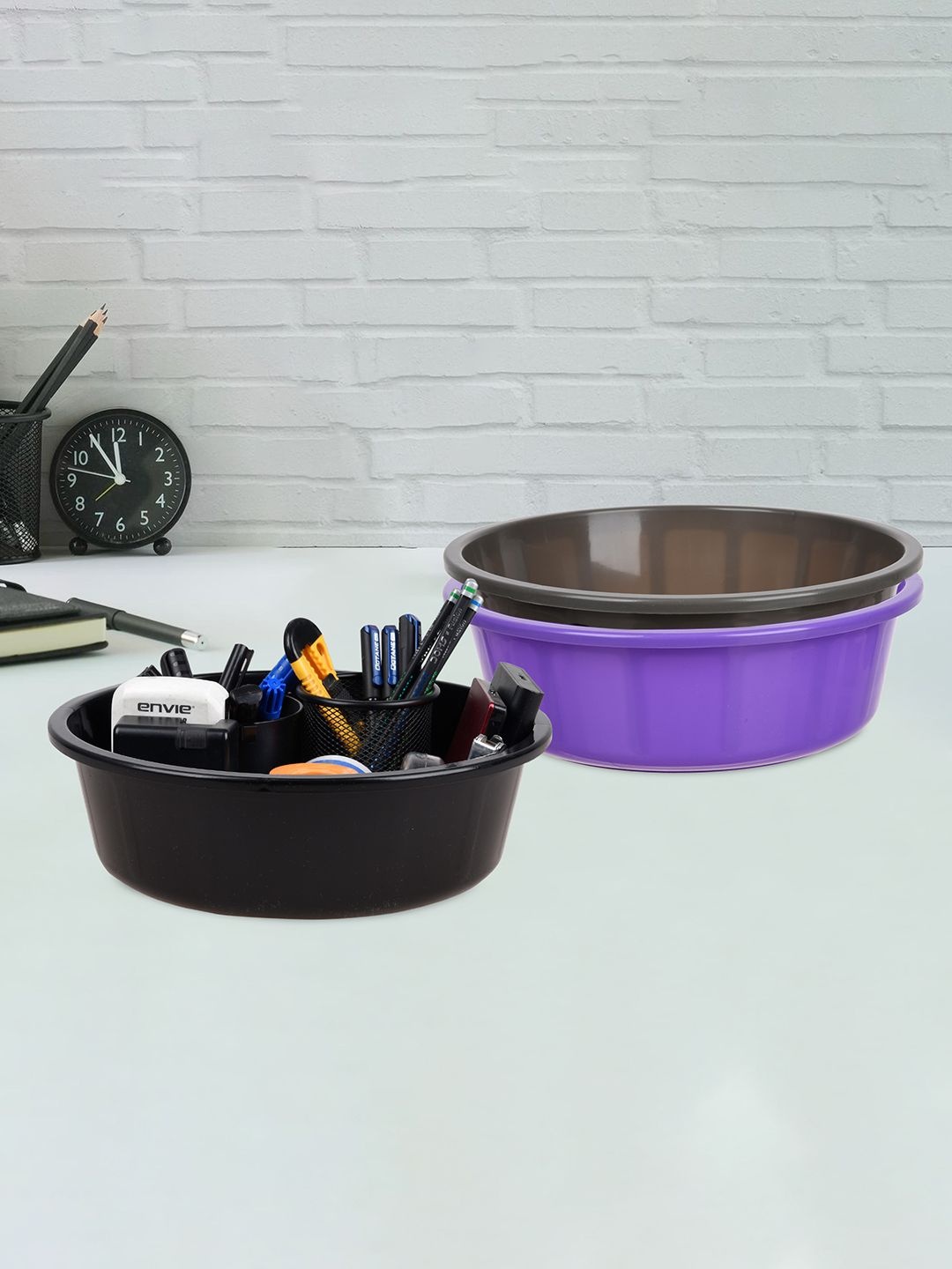 

Kuber Industries Purple & Grey 3 Pieces Regular Desk Organisers