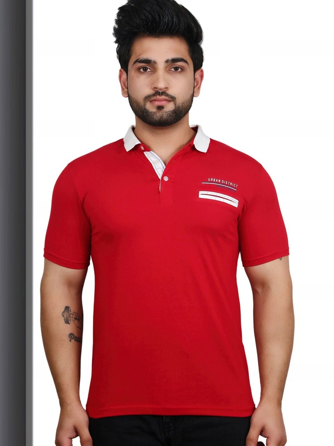 

LYCOS Men Solid Polo Collar Cotton Slim Fit T-shirt, Red