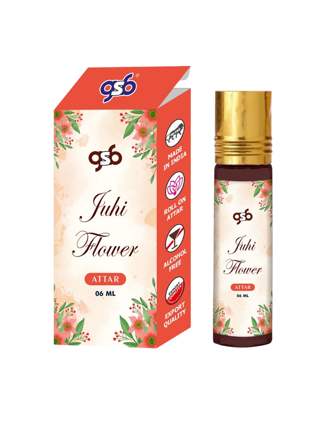 

GSB Juhi Flower Pure Natural Long Lasting Alcohol Free Attar 6 ml, Transparent