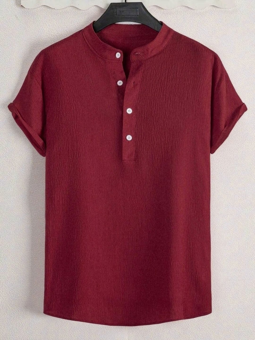 

Fashion2wear Men Solid Henley Neck T-shirt, Maroon