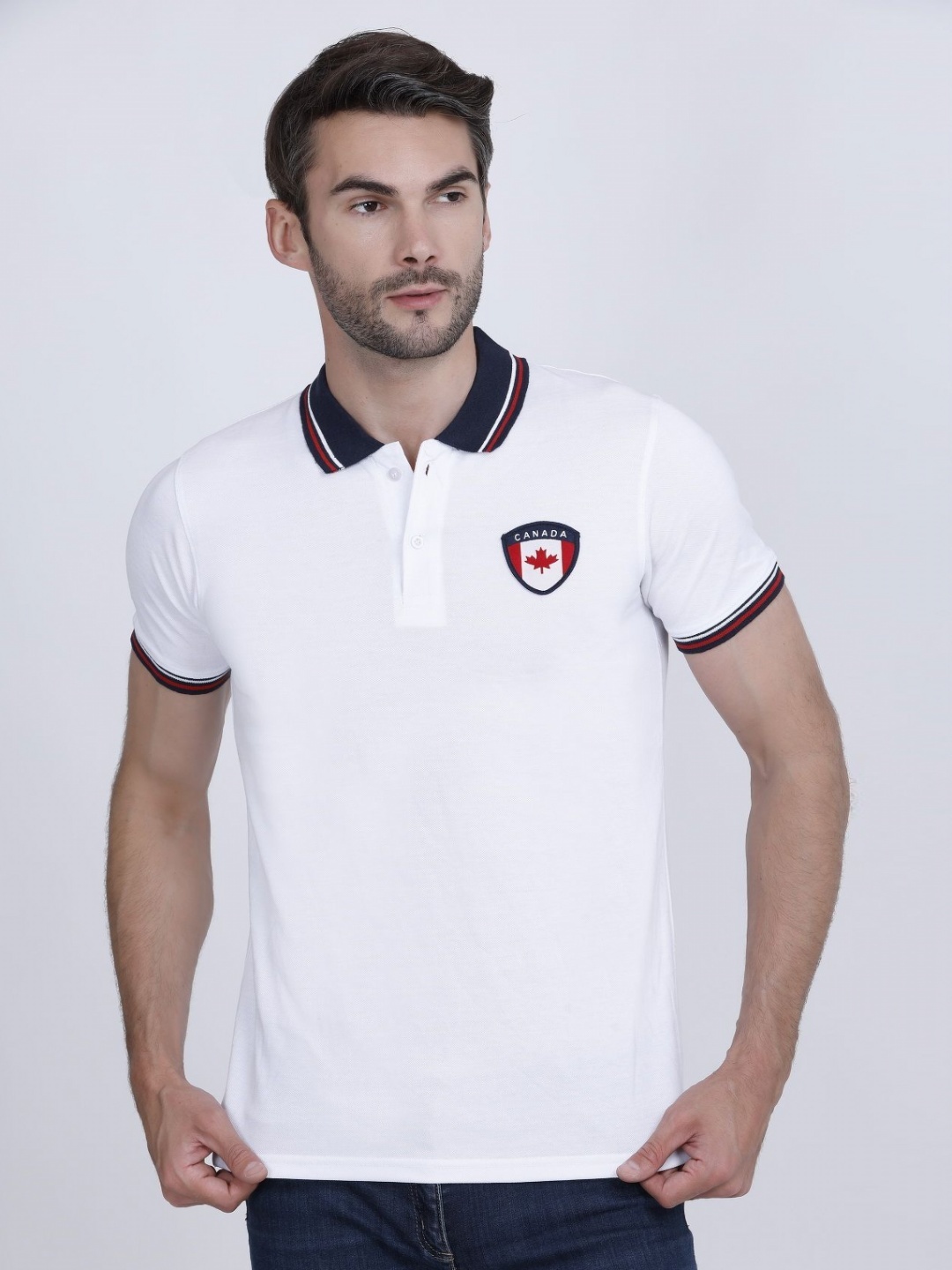 

PYRO SPIRIT Men Solid Polo Collar Cotton T-shirt, White