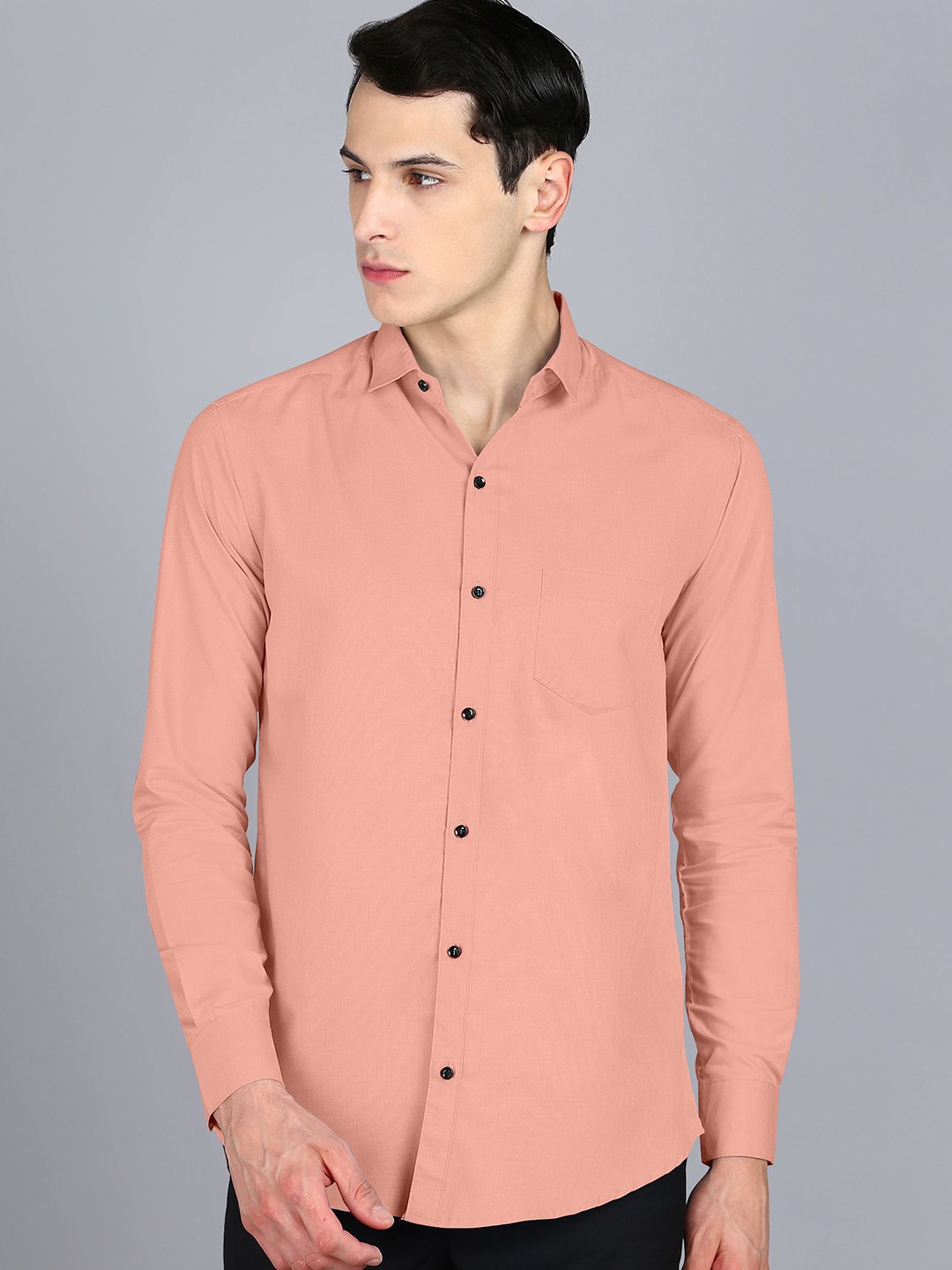 

Fibermill Men Slim Fit Opaque Casual Shirt, Peach