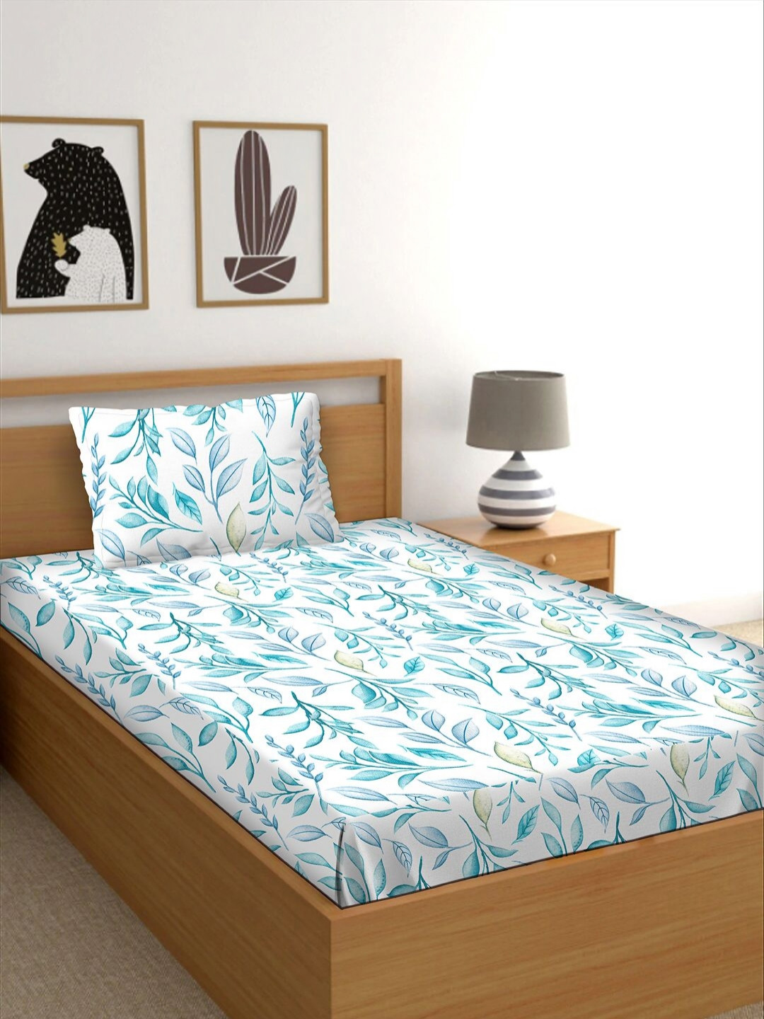 

Myntra Elegant Homes Blue Printed 160TC Pure Cotton 2 Single Bedsheet 1.52m x 2.29m