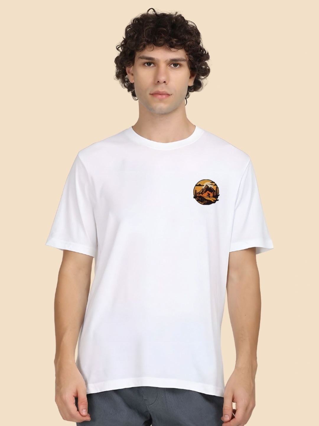 

SZN Men Graphic Printed Round Neck Cotton T-shirt, White