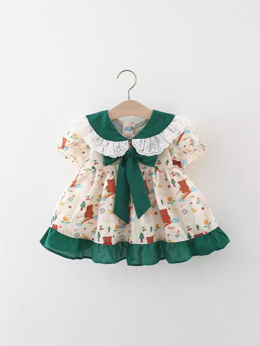 

LULU & SKY Floral Print Peter Pan Collar Fit & Flare Dress, Green