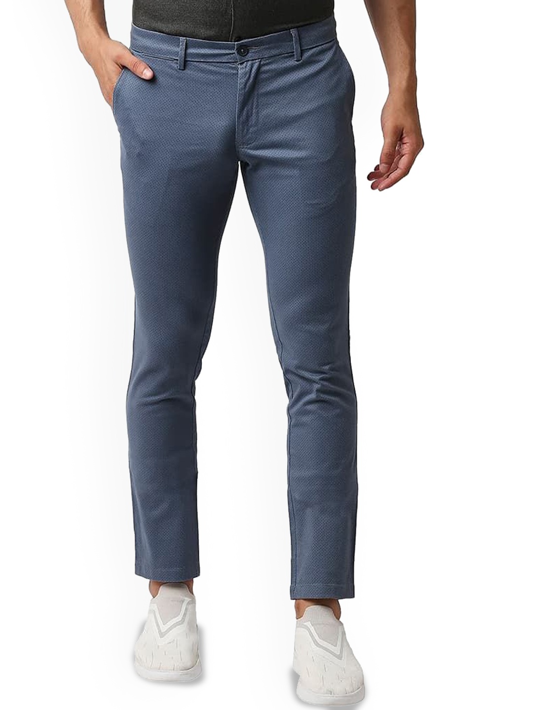

Basics Men Printed Comfort Trousers, Blue