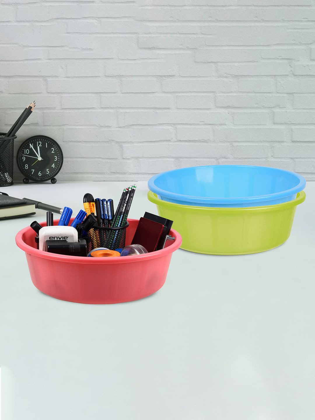 

Kuber Industries Green and Blue 3 Pieces Multipurpose Storage Desk Organisers