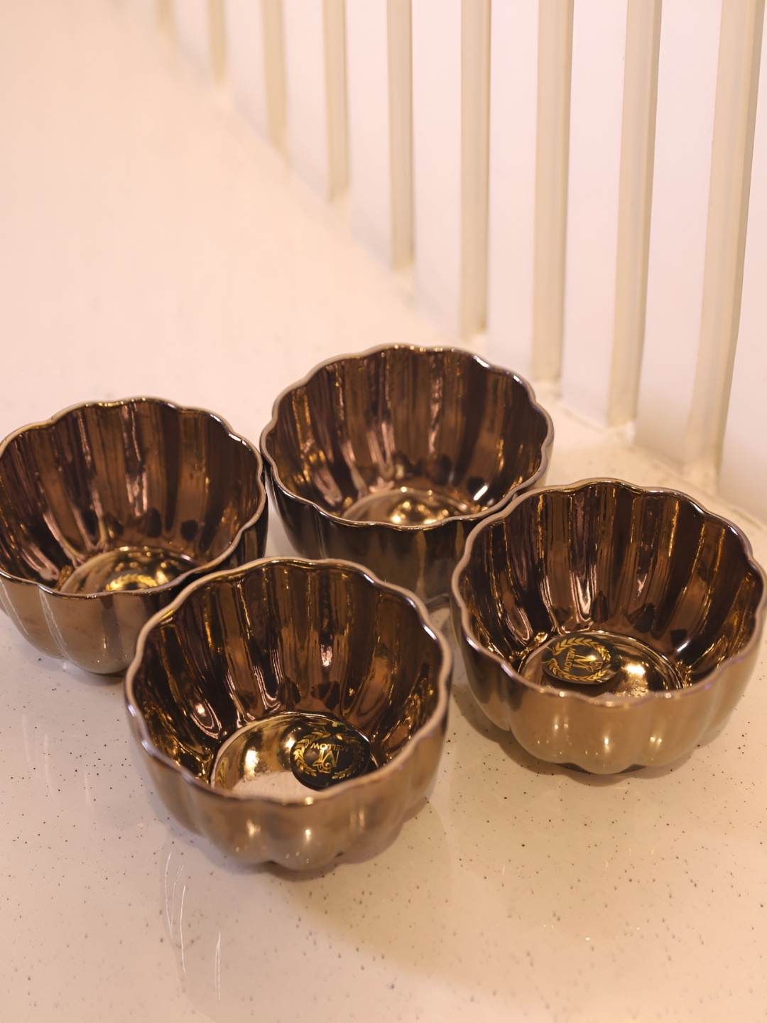 

Shreedah 4 Pieces Brown Textured Glossy Ceramic Dip Bowls