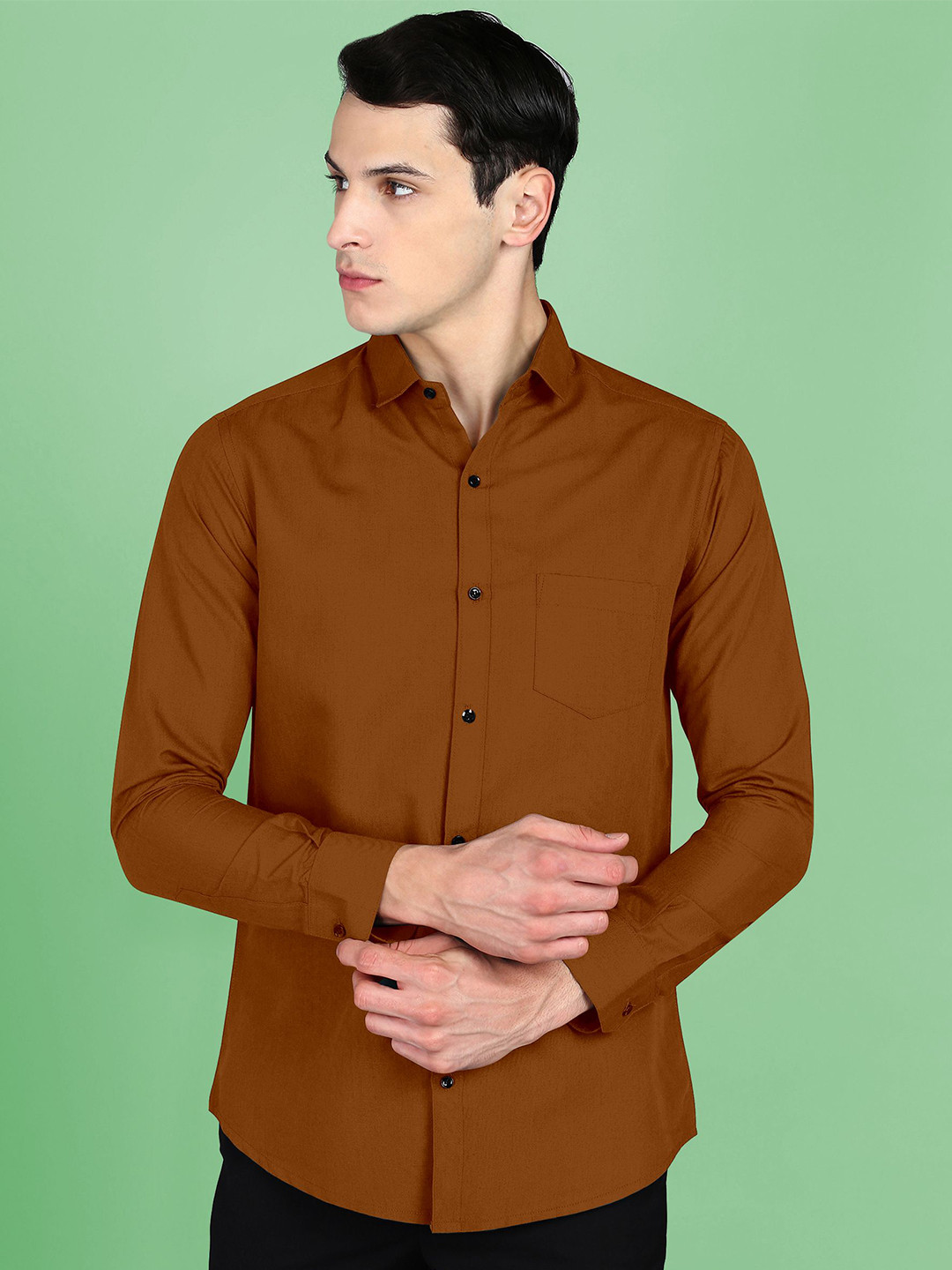 

Fibermill Men Slim Fit Opaque Casual Shirt, Copper