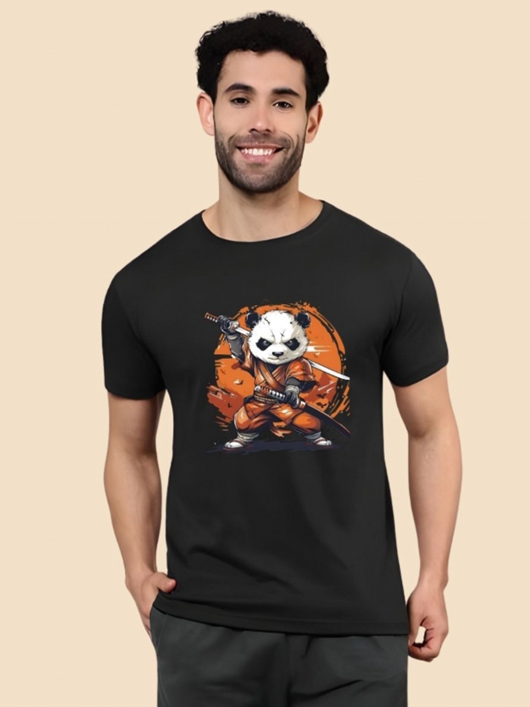 

SZN Men Graphic Printed Round Neck Cotton T-shirt, Black