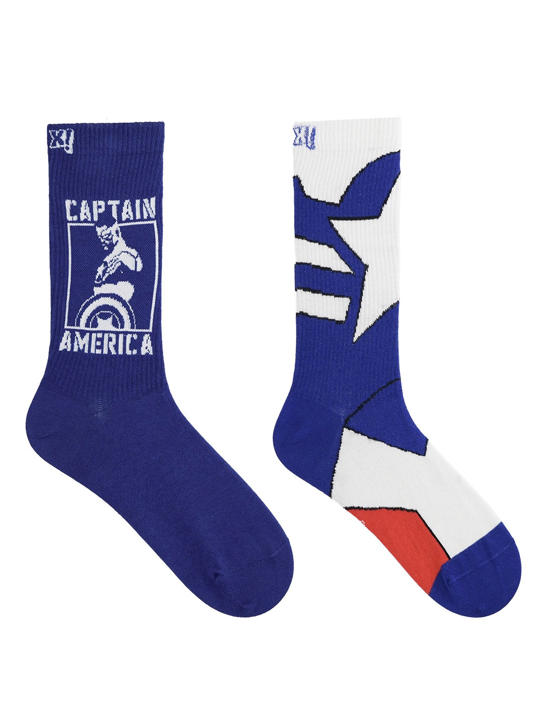 

SocksXpress Pack of 2 Marvel Captain America Printed Crew Socks, Navy blue