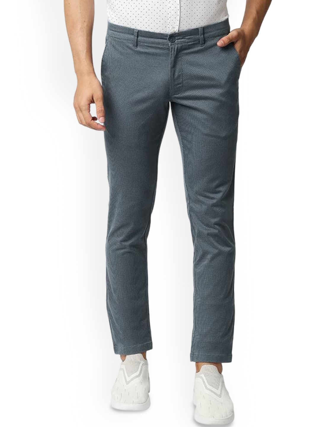 

Basics Men Printed Comfort Trousers, Blue