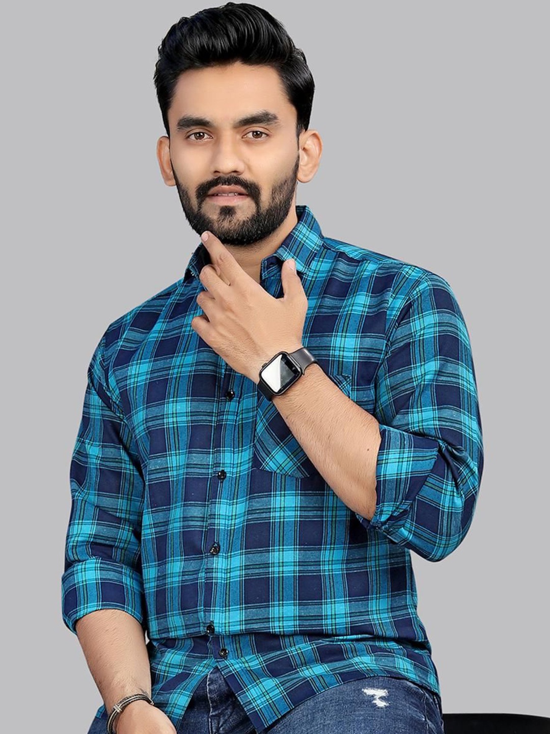 

Moda Rapido Men Classic Tartan Checks Opaque Checked Casual Shirt, Multi