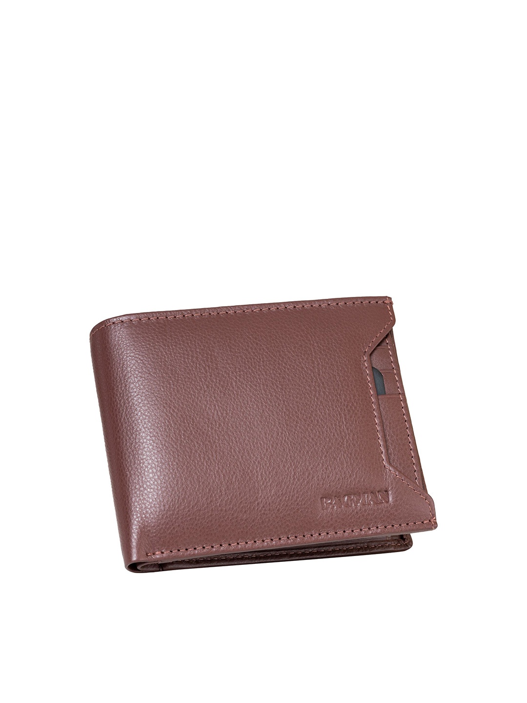 

BAGMAN Men Leather Two Fold Wallet, Brown