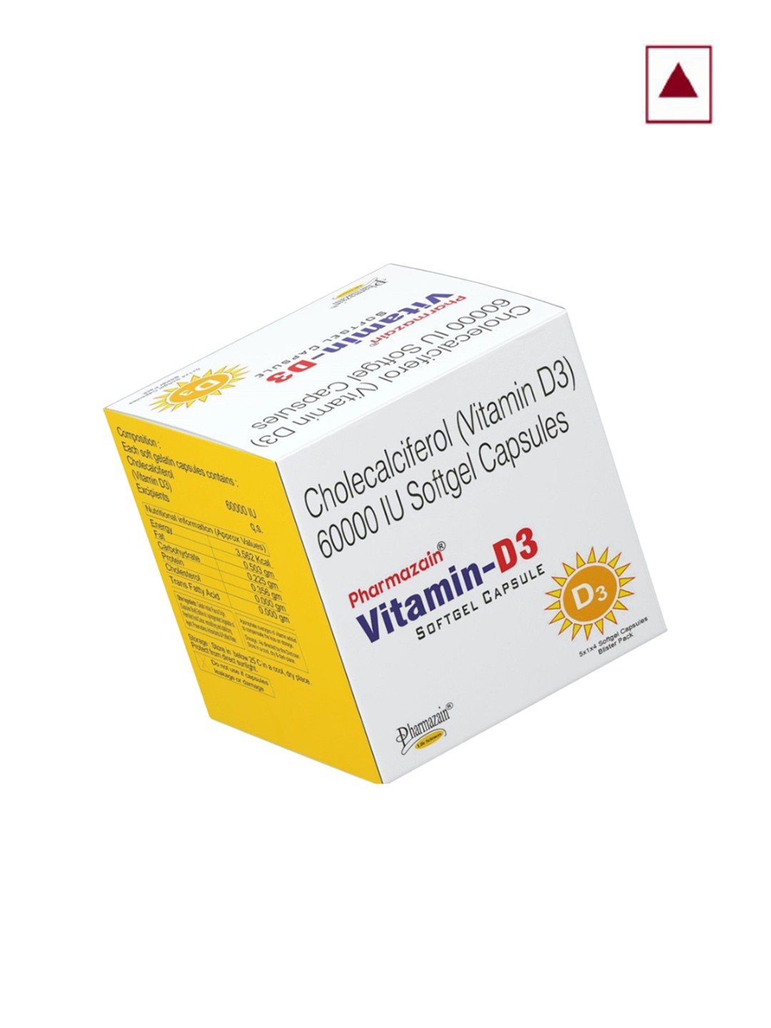 

PHARMAZAIN LIFE SCIENCES Vitamin-D3 Softgel Capsules - 40 Capsules, Yellow