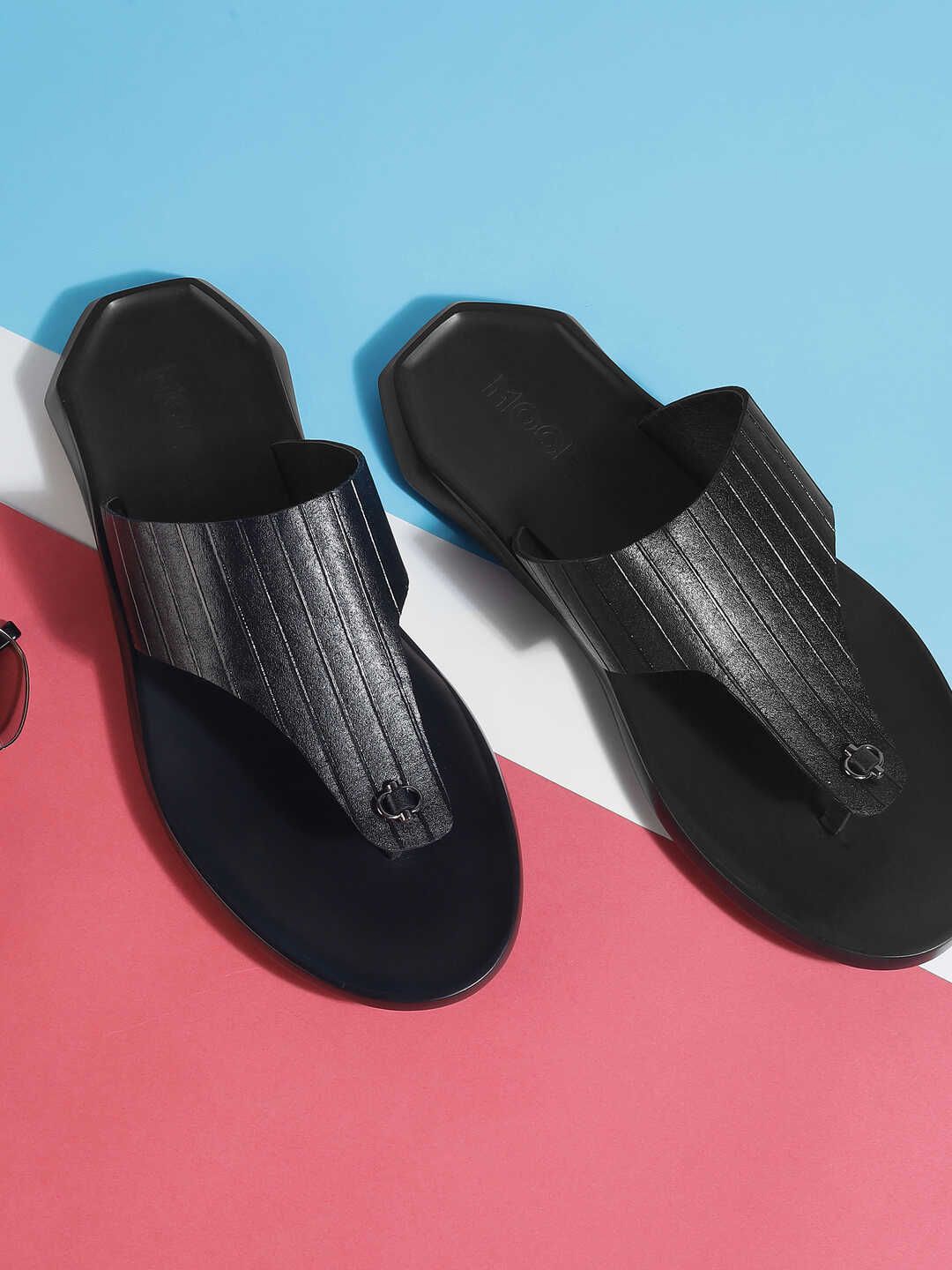 

Mochi Men Leather Comfort Sandals, Black