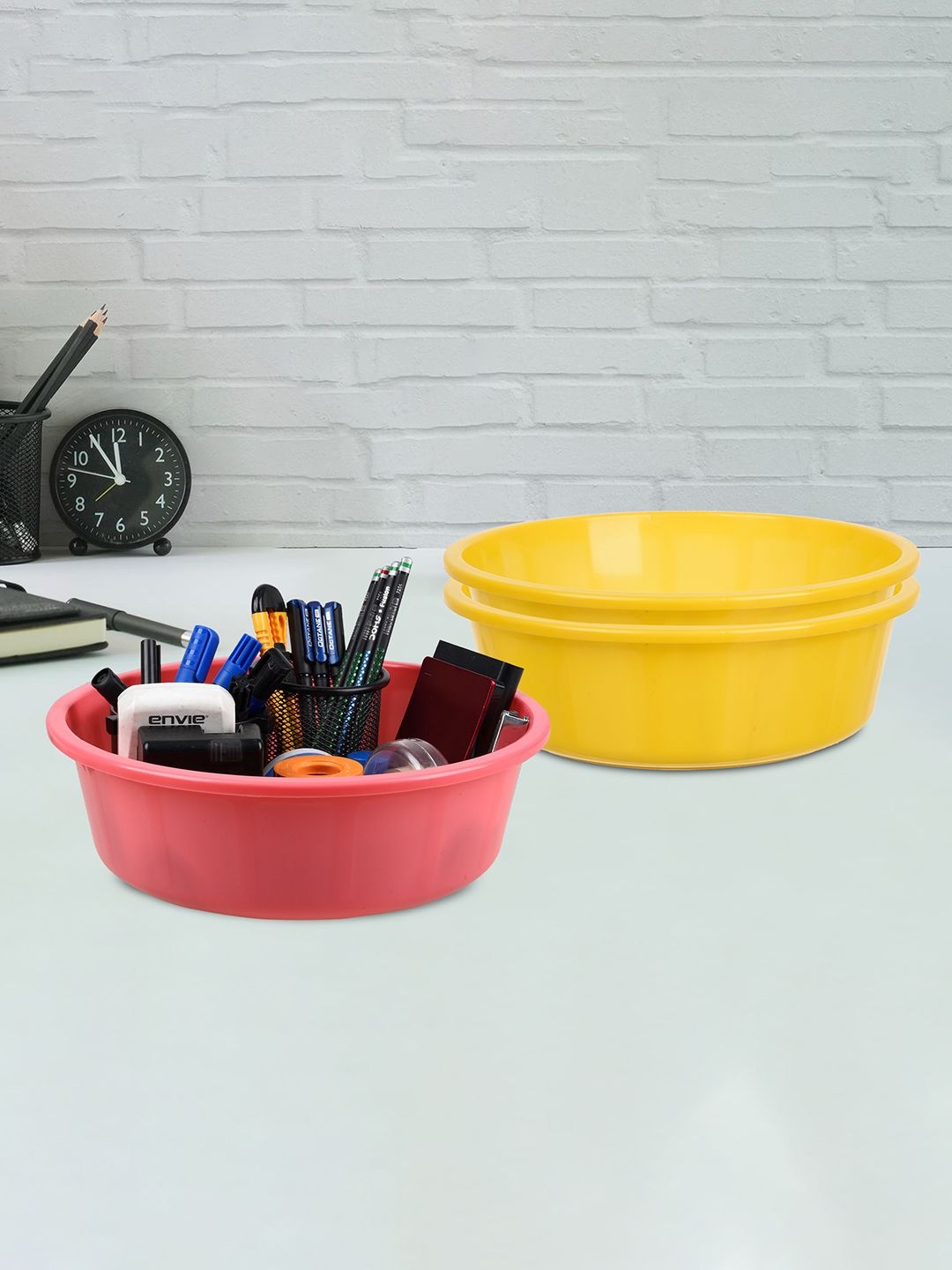 

Kuber Industries Yellow & Pink 3 Pieces Regular Durable Multi-Utility Organisers