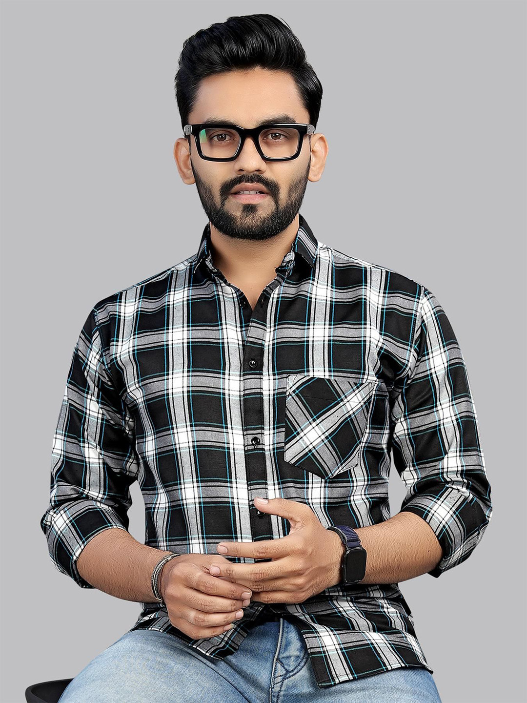 

Moda Rapido Men Classic Fit Spread Collar Tartan Checked Cotton Casual Shirt, Multi