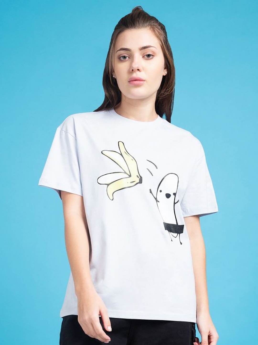 

Mast & Harbour Women Graphic Printed Round Neck Cotton T-shirt, White