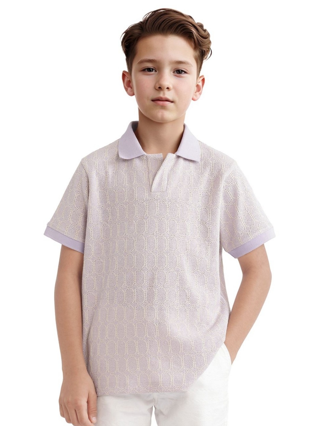 

RARE ONES Boys Self Design Polo Collar Cotton T-shirt, Purple
