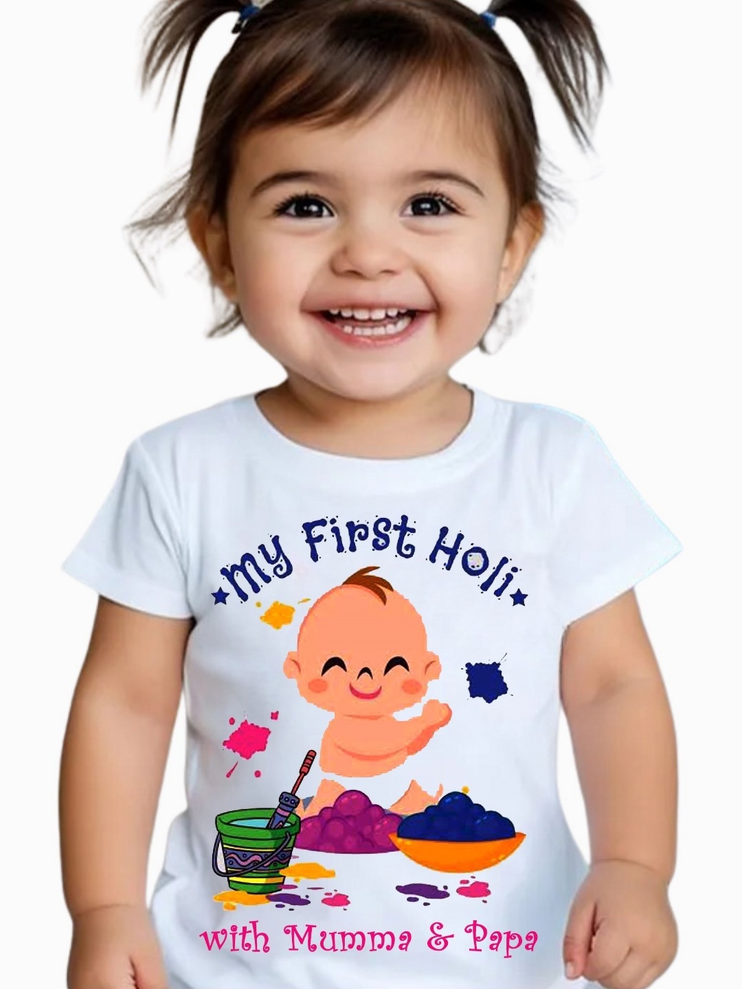 

itsmycostume Unisex Kids My First holi tshirts, White
