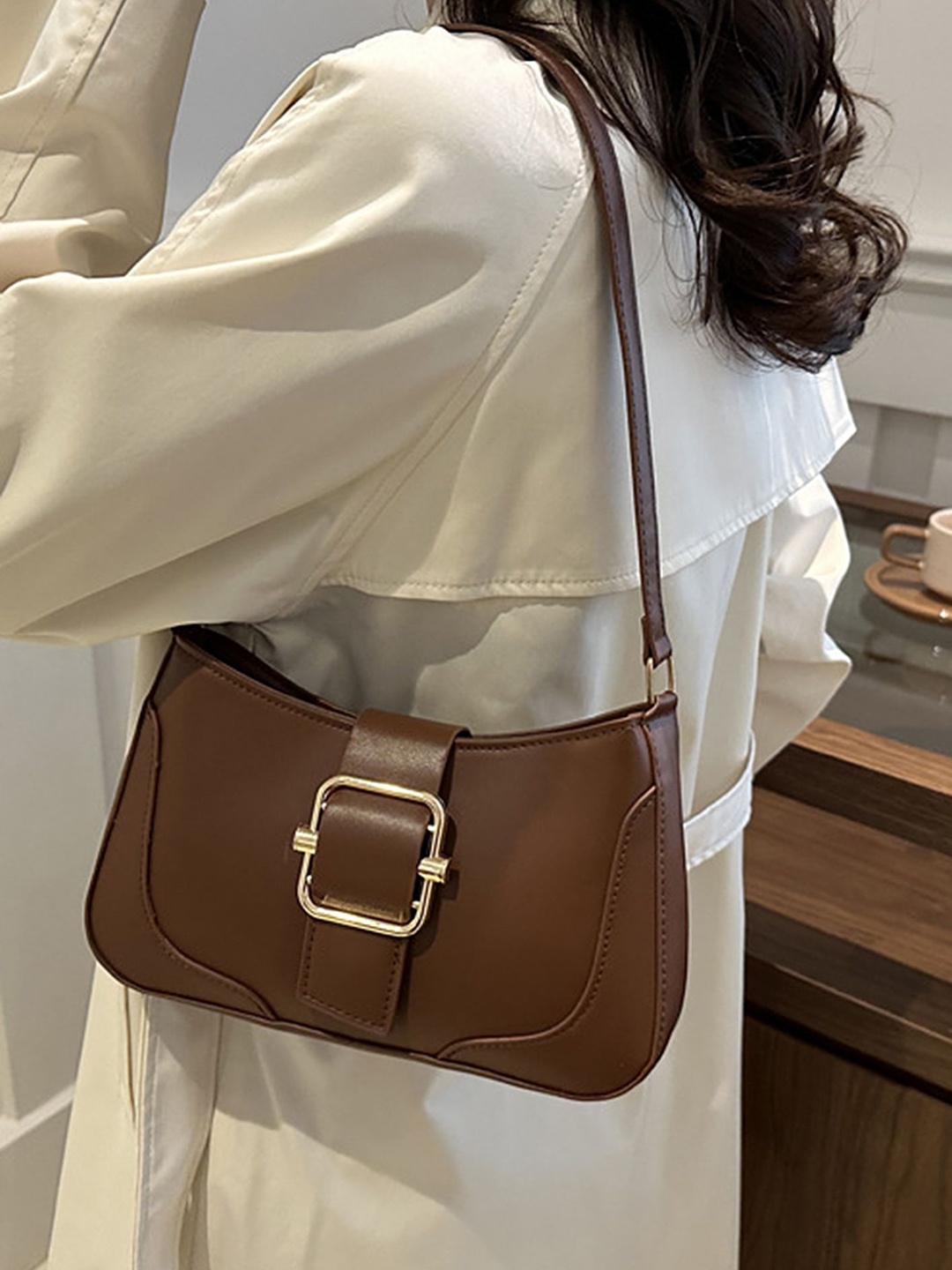 

LULU & SKY PU Oversized Structured Shoulder Bag, Brown