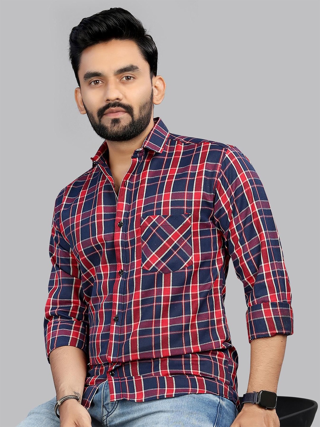 

Moda Rapido Men Classic Tartan Checks Opaque Checked Casual Shirt, Multi