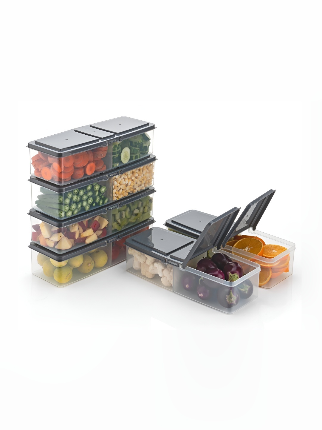 

HASHONE Grey and Transparent 6 Pieces Easy to Clean Fridge Containers 1.7 L Each