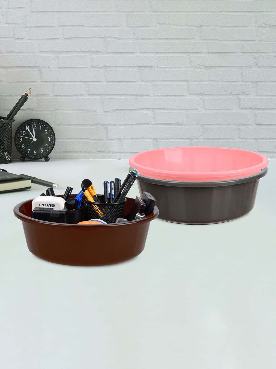 

Kuber Industries Grey & Black 3 Pieces Regular Desk Organisers 6L Each