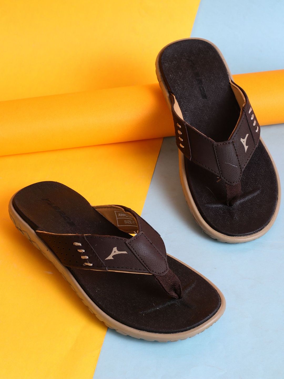 

ABROS Men Thong Flip-Flops, Brown
