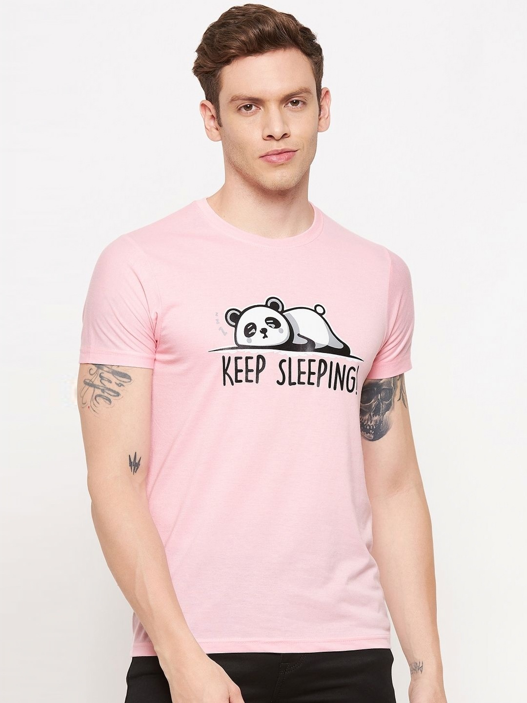 

LYCOS Men Graphic Printed Round Neck Cotton T-shirt, Pink