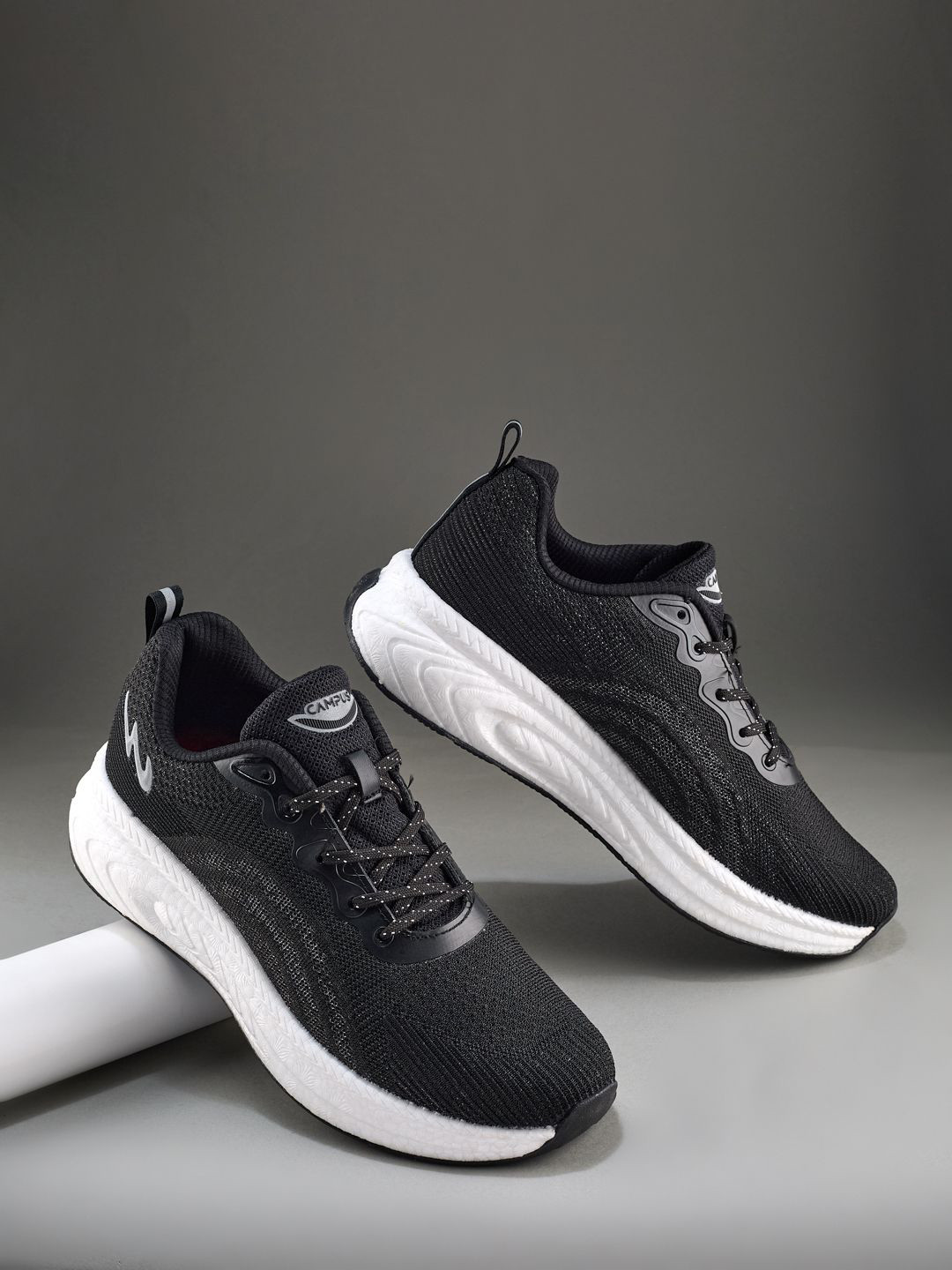 

Campus Men Mesh Running Non-Marking Shoes, Black