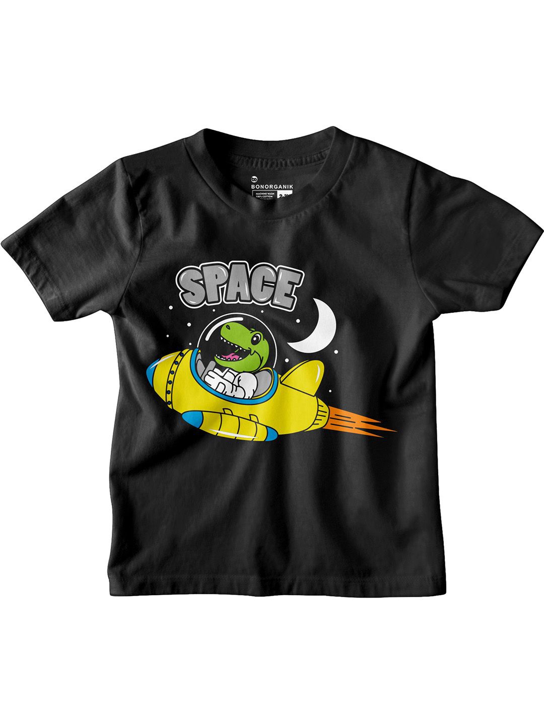 

BonOrganik Boys Graphic Printed Round Neck Cotton T-shirt, Black