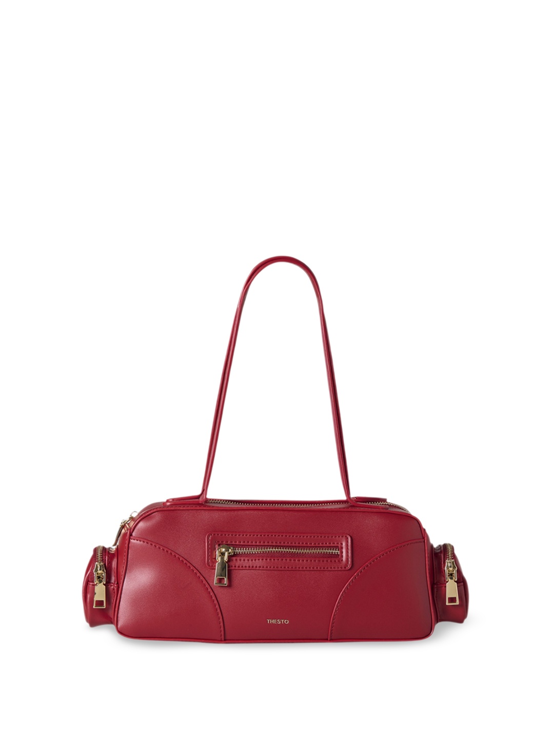 

THESTO PU Bowling Shoulder Bag, Red
