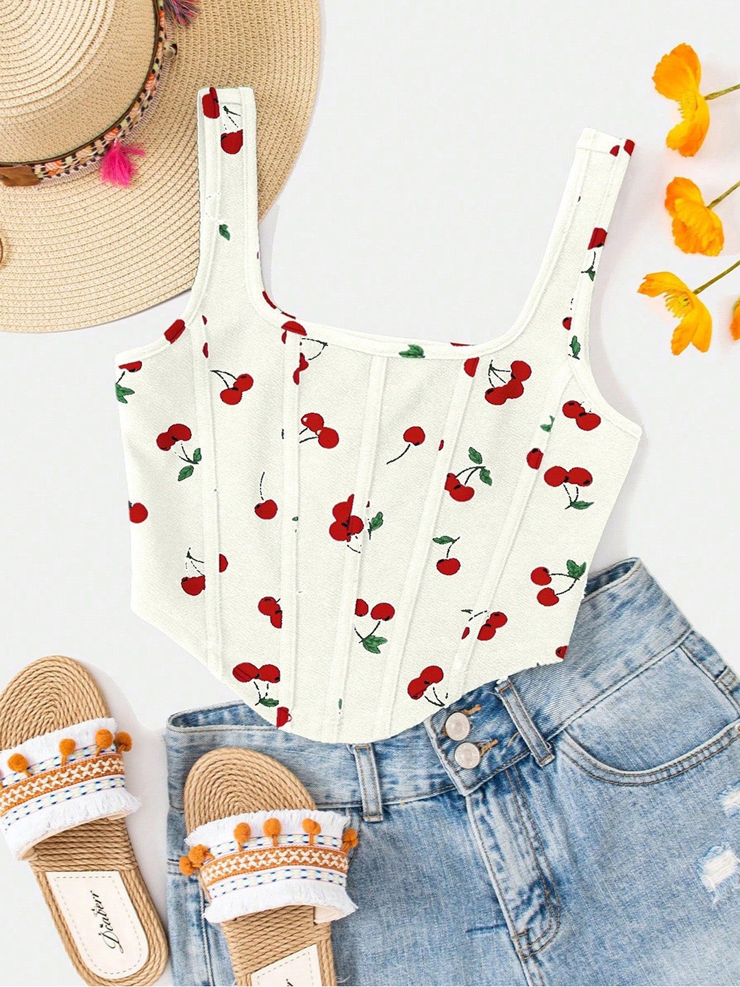 

SHINE N SHOW Floral Print Tank Crop Top, Multi