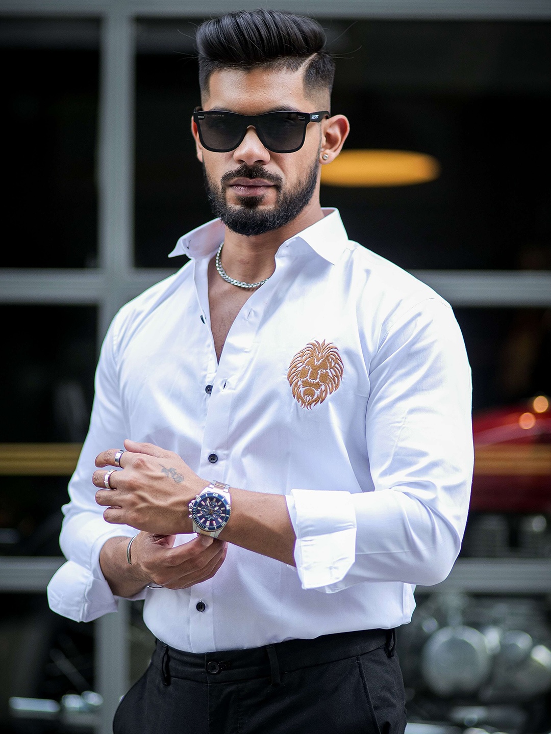 

Foomer Men Standard Opaque Casual Shirt, White