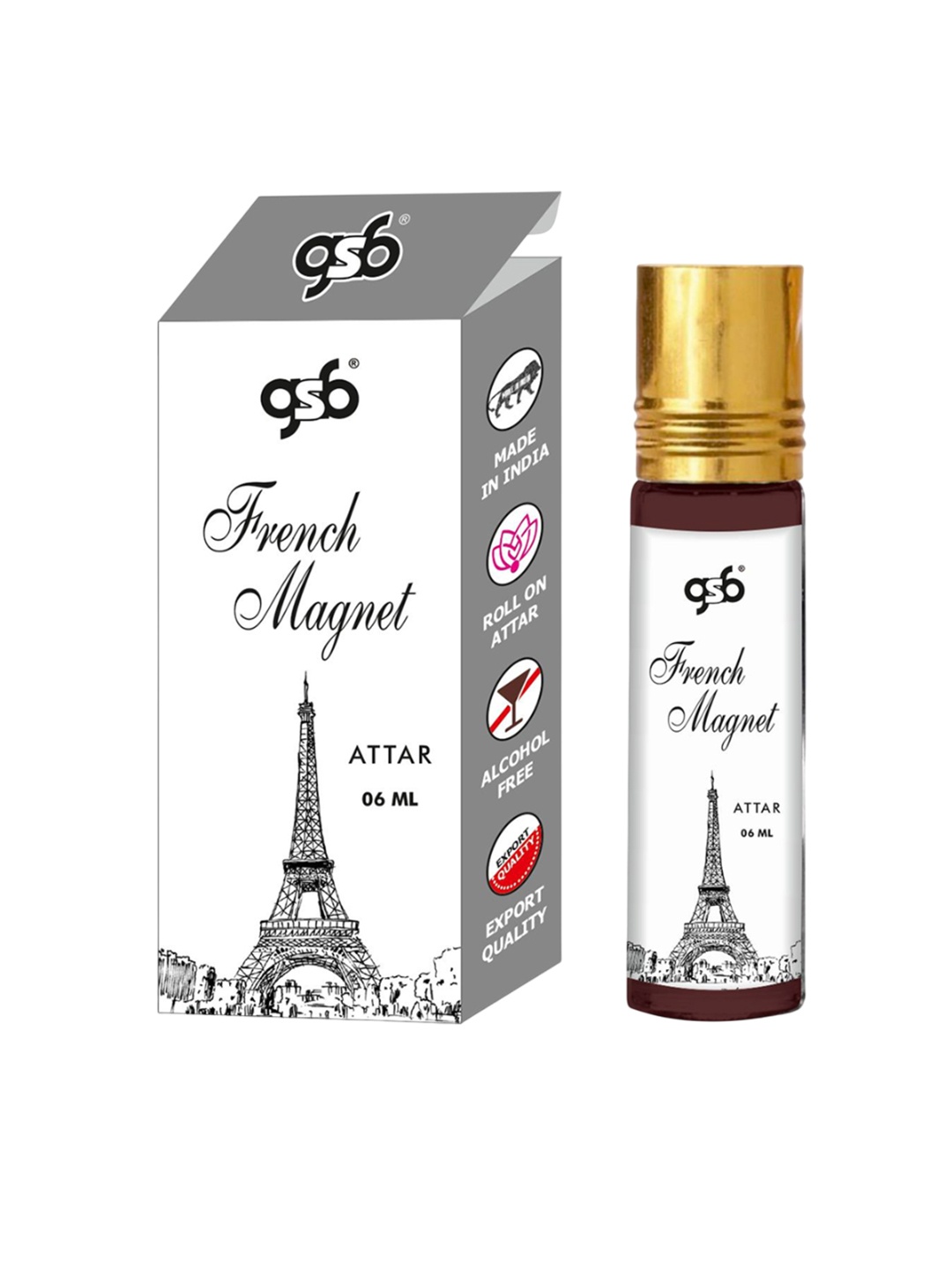 

GSB French Magnet Pure Natural Long Lasting Alcohol Free Attar - 6 ml, Transparent