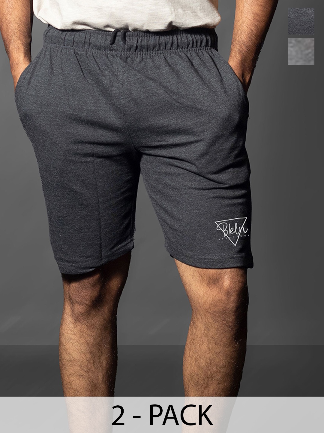 

Moda Rapido Pack of 2 Cotton Men Outdoor Shorts, Charcoal