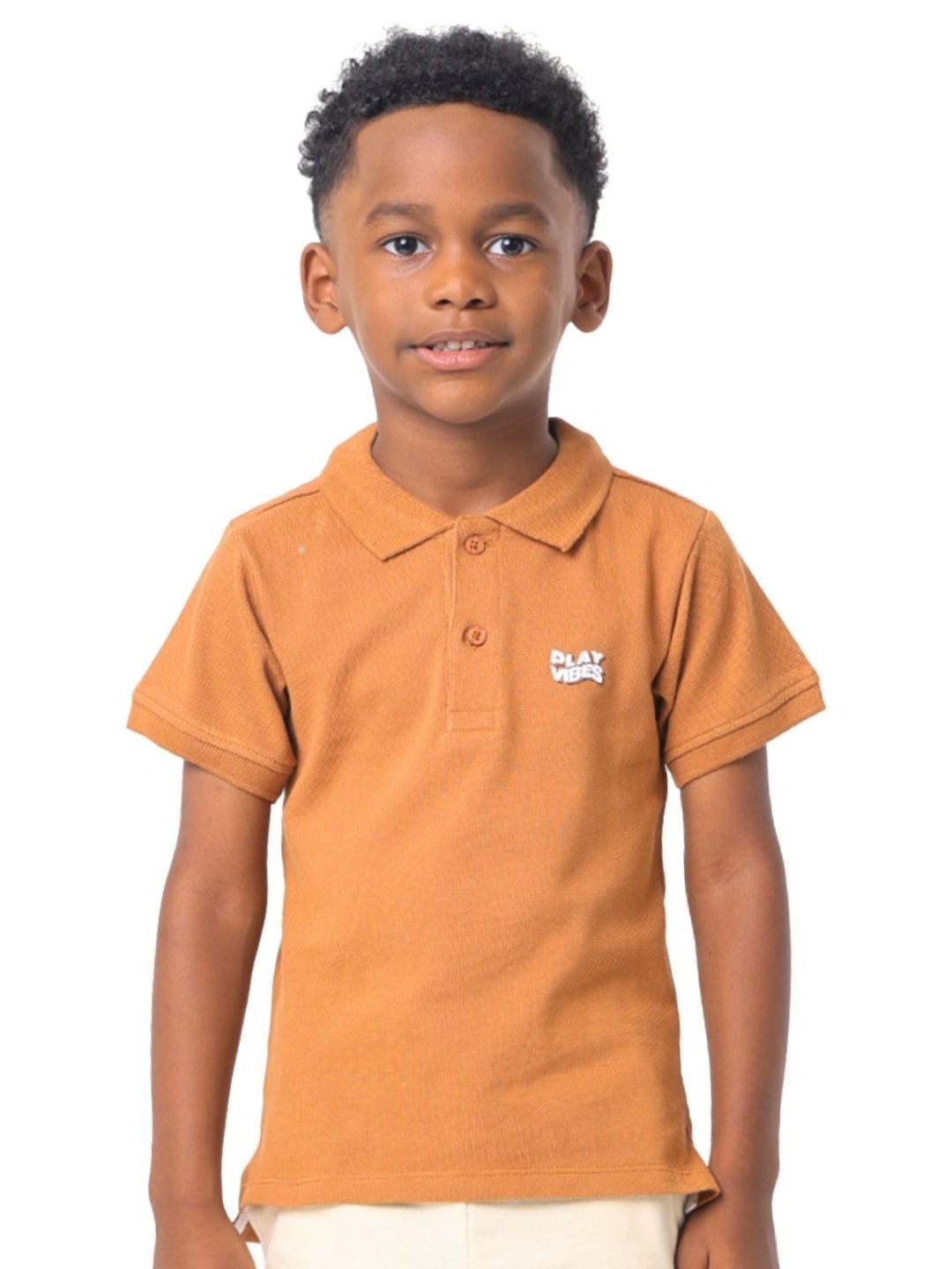 

Nuego Kids Boys Bio Finish Solid Polo Collar Cotton T-shirt, Brown