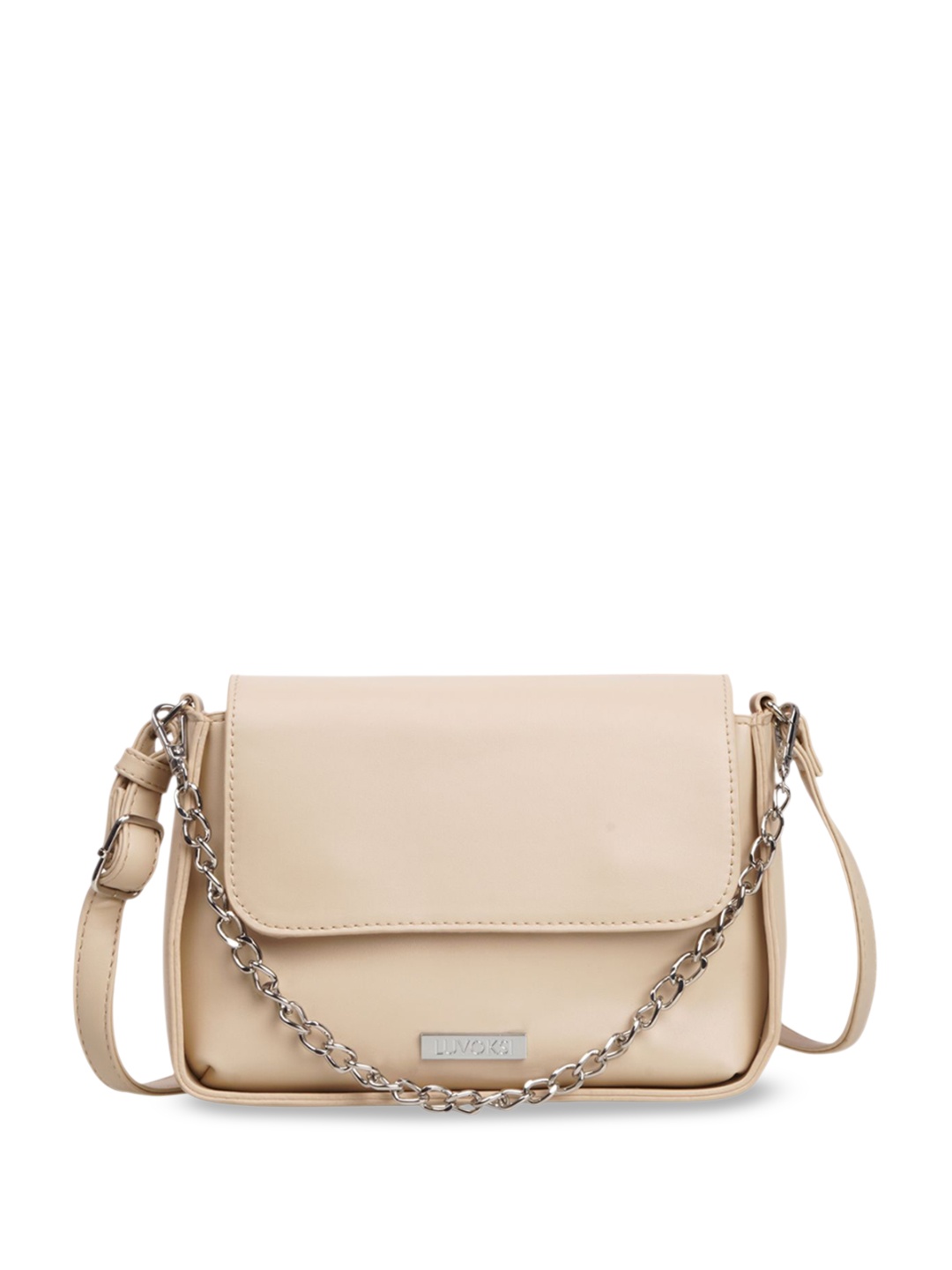 

Luvoksi Women Solid Structured Sling Bag, Beige