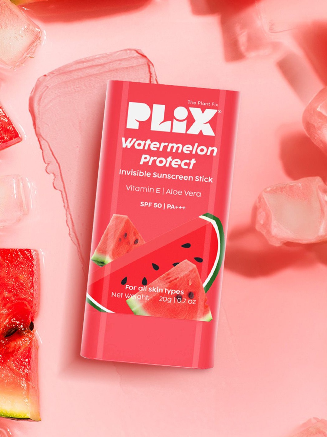 

PLIX THE PLANT FIX Watermelon Invisible Sunscreen Stick With SPF 50 - 20g, Red