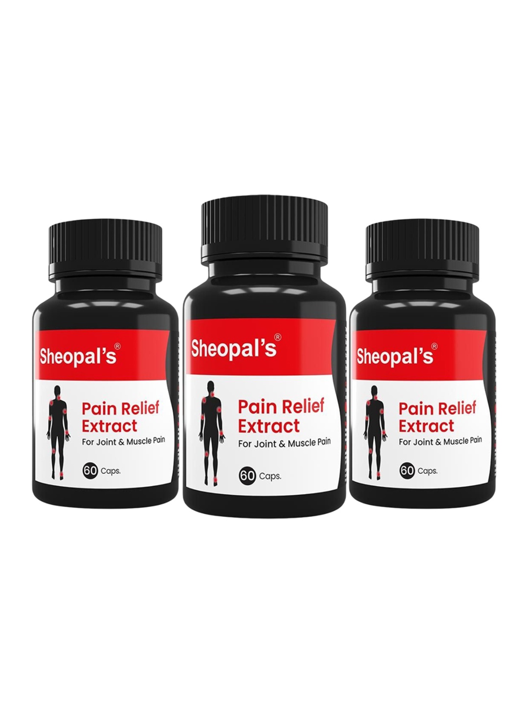 

Sheopal's Set Of 3 Pain Relief Capsule For Body - 60 Capsules Each, Black
